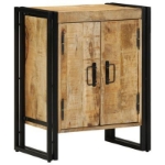 Armadio per scarpe Nero 30x30x40 cm Legno massello di mango e acciaio