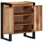 Mobile per scarpe Nero 30x30x40 cm in legno massello di acacia e acciaio