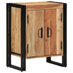 Mobile per scarpe Nero 30x30x40 cm in legno massello di acacia e acciaio