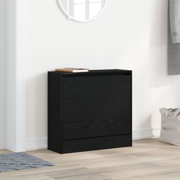Mobile per Scarpe Nero Rovere 60x21x57 cm Legno Ingegnerizzato