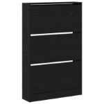 Armadio per scarpe Nero Rovere 80x21x125,5 cm in Legno ingegnerizzato