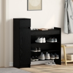 Mobile per scarpe Rovere Nero 100.5x28x100 cm Legno ingegnerizzato