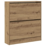 Mobile per scarpe con cassetto a ribalta in rovere affumicato 80x21x87,5 cm