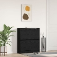 Scarpiera con cassetto flip in rovere nero 80x21x87,5 cm