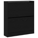 Scarpiera con cassetto flip in rovere nero 80x21x87,5 cm