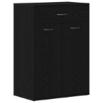 Armadio Scarpe Nero Rovere 60x35x84 cm in Legno Ingegnerizzato