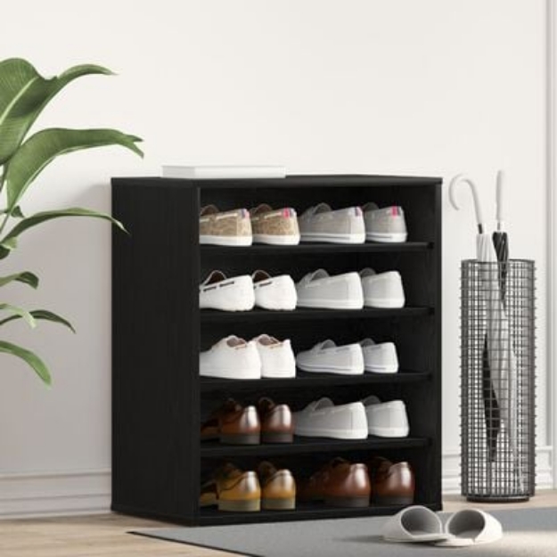 Armadio per scarpe Nero Rovere 60x35x70 cm in legno ingegnerizzato