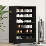 Mobile per scarpe Nero Rovere 60x35x92 cm in legno ingegnerizzato