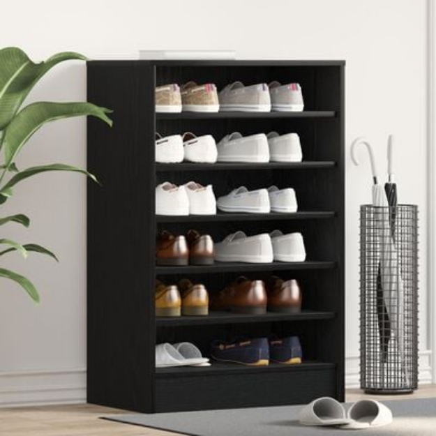 Mobile per scarpe Nero Rovere 60x35x92 cm in legno ingegnerizzato