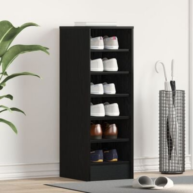 Mobile per Scarpe Nero Rovere 31,5x35x90 cm in Legno Ingenerizzato