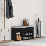 Panca da ingresso nera in rovere 60x30x45 cm in legno