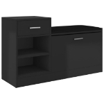 Panca Porta Scarpe Nero Lucido 94,5x31x57cm Legno Multistrato