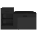 Panca Porta Scarpe Nero Lucido 94,5x31x57cm Legno Multistrato