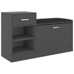 Panca Porta Scarpe Grigia 94,5x31x57 cm in Legno Multistrato