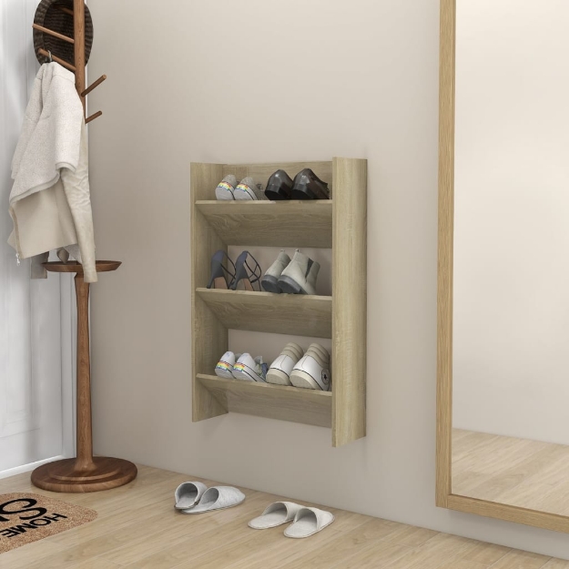 Scarpiera a Muro Rovere Sonoma 60x18x90 cm in Legno Multistrato