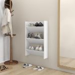 Scarpiera a Muro Bianca 60x18x90 cm in Legno Multistrato
