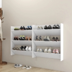 Scarpiere a Muro 2pz Bianche 80x18x90 cm in Legno Multistrato