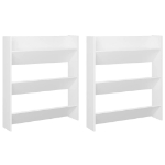 Scarpiere a Muro 2pz Bianche 80x18x90 cm in Legno Multistrato