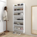 Scarpiere a Muro 2pz Bianche 80x18x90 cm in Legno Multistrato