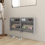 Scarpiere Muro 2pz Grigio Cemento 60x18x60cm Legno Multistrato