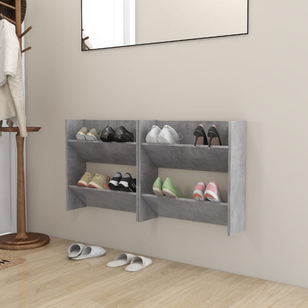 Scarpiere Muro 2pz Grigio Cemento 60x18x60cm Legno Multistrato