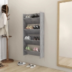 Scarpiere Muro 2pz Grigio Cemento 60x18x60cm Legno Multistrato