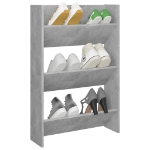 Scarpiera a Muro Grigio Cemento 60x18x90cm in Legno Multistrato