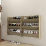 Scarpiere a Muro 2pz Rovere Sonoma 80x18x90cm Legno Multistrato