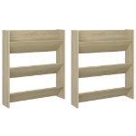 Scarpiere a Muro 2pz Rovere Sonoma 80x18x90cm Legno Multistrato