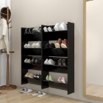 Scarpiere a Muro 4 pz Nere 60x18x60 cm in Legno Multistrato