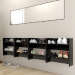 Scarpiere a Muro 4 pz Nere 60x18x60 cm in Legno Multistrato