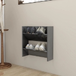 Scarpiera a Muro Grigio Lucido 60x18x60 cm in Legno Multistrato