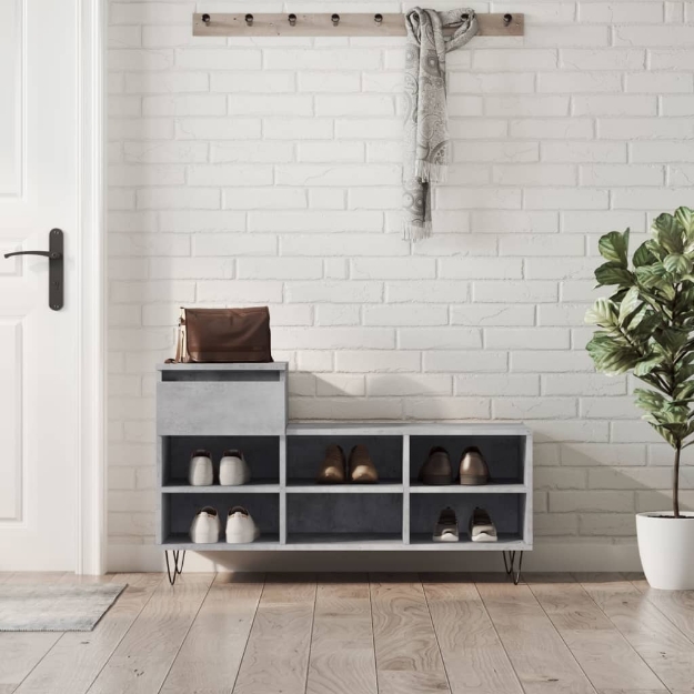 Scarpiera Grigio Cemento 102x36x60 cm in Legno Multistrato