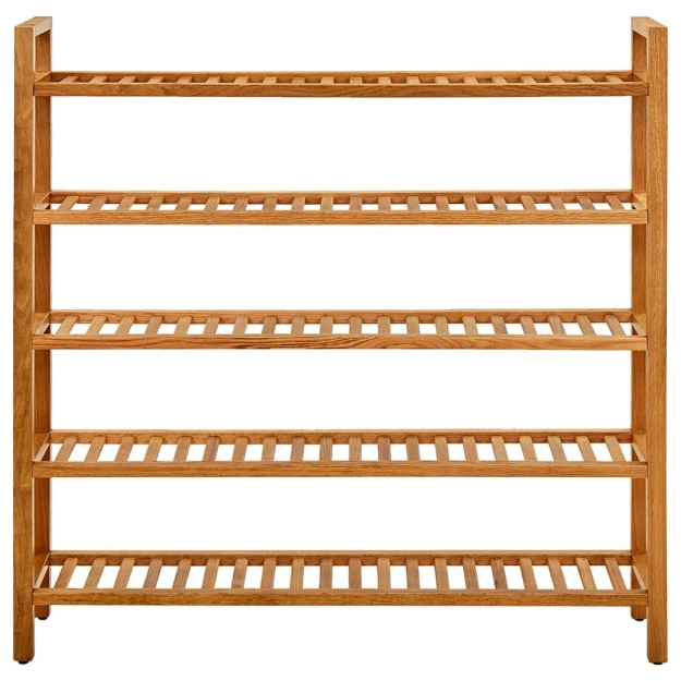 Scarpiera con 5 Ripiani 100x27x100 cm in Massello di Rovere