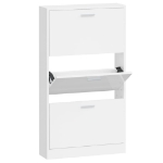 Scarpiera Bianco Lucido 59x17x108 cm in Legno Multistrato