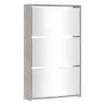 Scarpiera con Specchio a 3 Livelli Grigio cemento 63x17x102,5cm