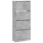Scarpiera 4 Cassetti Ribaltabili Grigio Cemento 80x34x187,5 cm