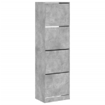 Scarpiera 4 Cassetti Ribaltabili Grigio Cemento 60x42x204 cm