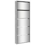 Scarpiera con Specchio a 5 Livelli Grigio Sonoma 63x17x169,5 cm