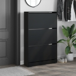 Scarpiera Nera 80x21x125,5 cm in Legno Multistrato