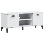 Panca Portascarpe VIKEN Bianca 106x35x45 cm Legno Massello Pino