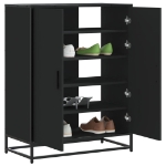 Scarpiera Nera 75x38x97,5 cm in Truciolato e Metallo
