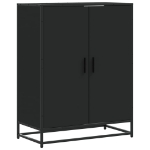 Scarpiera Nera 75x38x97,5 cm in Truciolato e Metallo