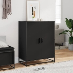 Scarpiera Nera 75x38x97,5 cm in Truciolato e Metallo