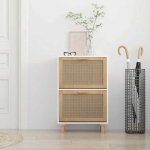 Scarpiera Bianca 52x25x80cm Legno Multistrato e Rattan Naturale