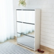 Scarpiera con 3 Ripiani e Specchio Bianco 63x17x102,5 cm