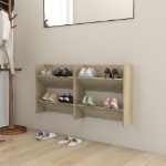 Scarpiere a Muro 2pz Rovere Sonoma 60x18x60cm Legno Multistrato