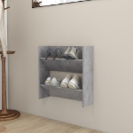 Scarpiera a Muro Grigio Cemento 60x18x60cm in Legno Multistrato