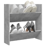 Scarpiera a Muro Grigio Cemento 60x18x60cm in Legno Multistrato