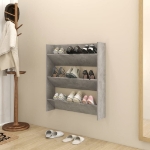 Scarpiera a Muro Grigio Cemento 80x18x90cm in Legno Multistrato